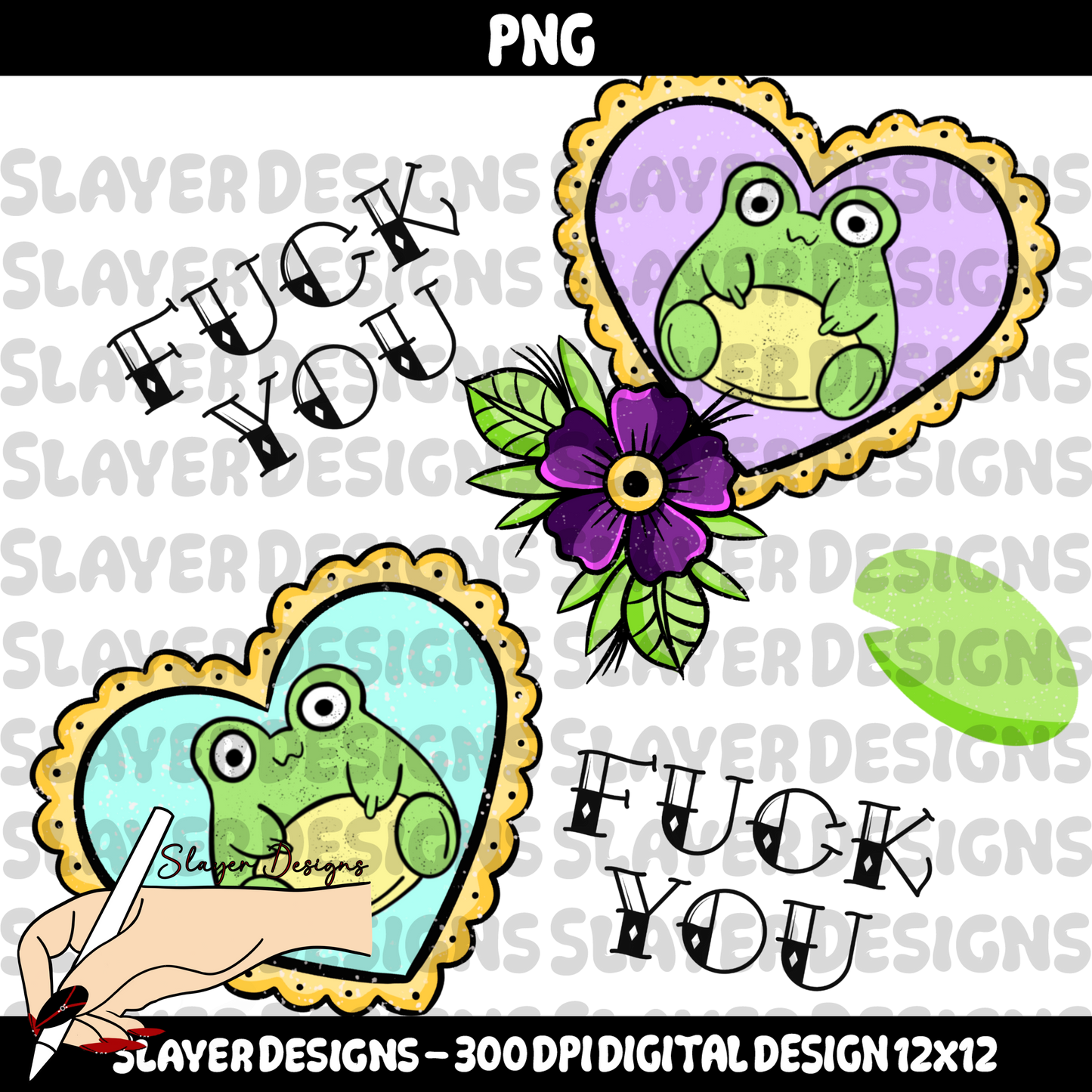 SLAYER-2025 - Fuck you Tattoo Frog - PNG