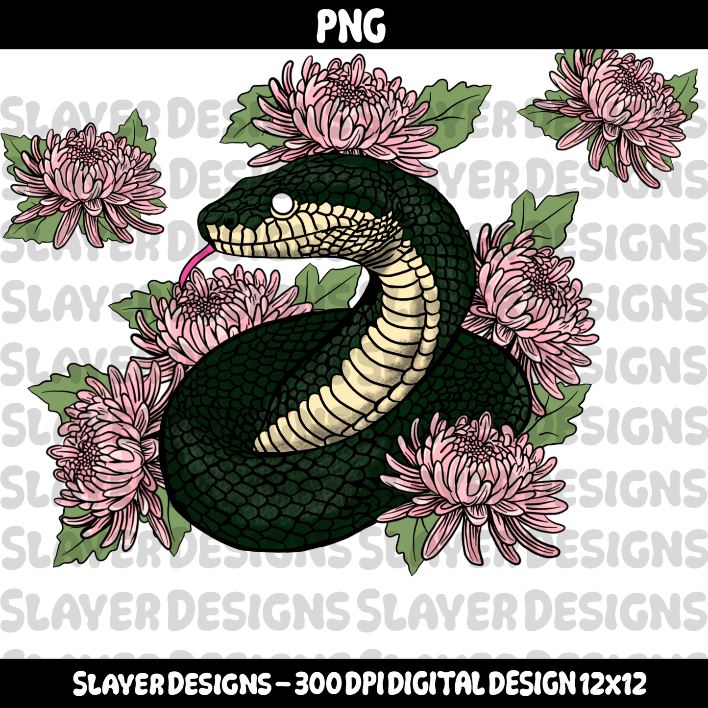 SLAYER-2024 - Snakes and chrysanthemum - PNG