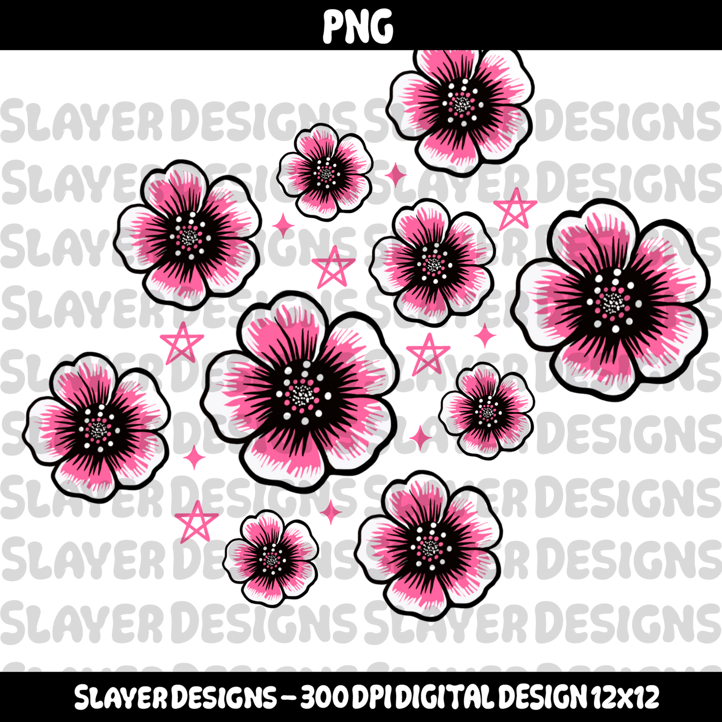 SLAYER-2025 - Gothic Tropical Flowers - PNG