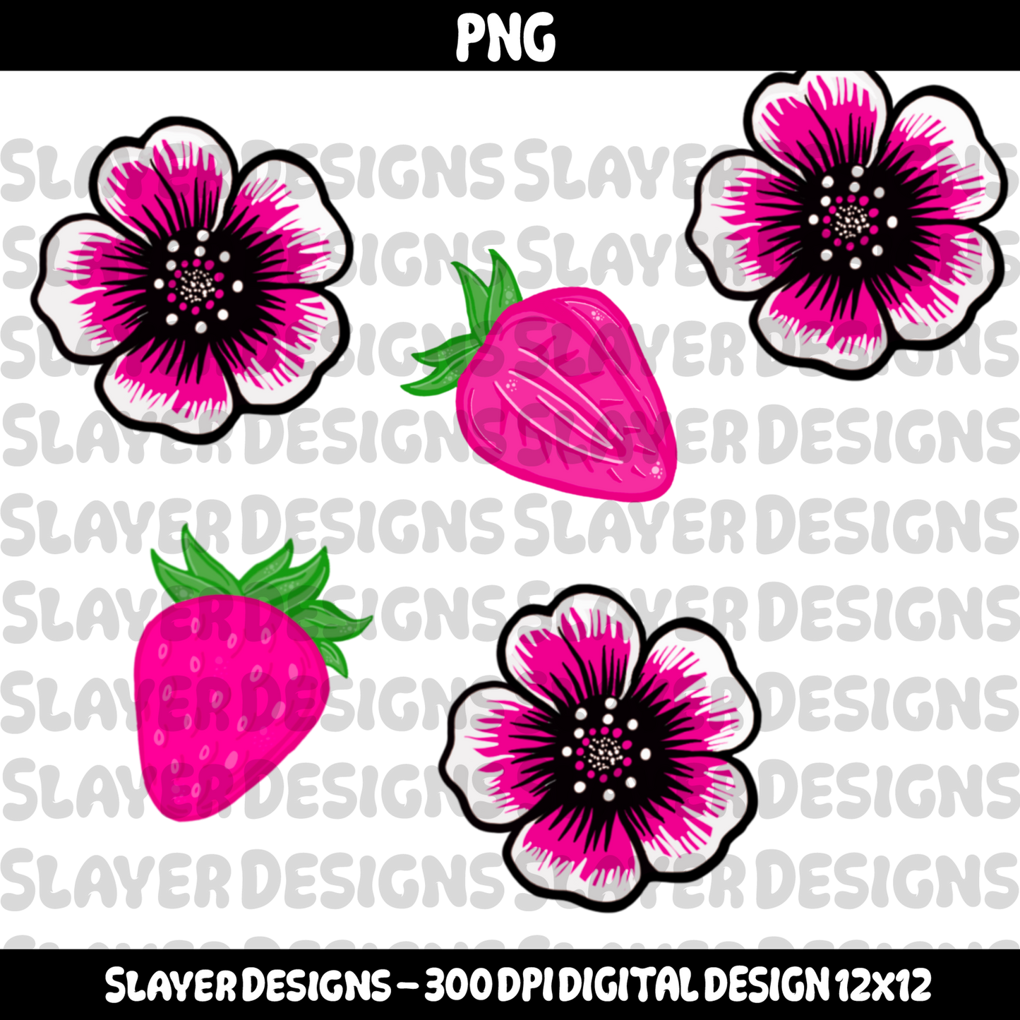 SLAYER-2025 - Gothic Strawberries and Hibiscus - PNG