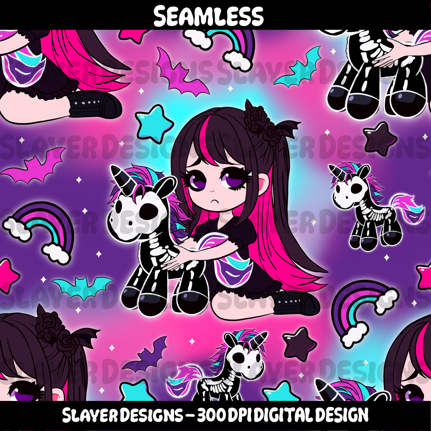 SLAYER-2024 Sad girl skeleton unicorn - MAIN
