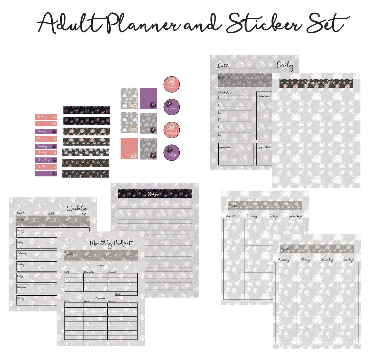 Adult Affirmations Digital Planner Set