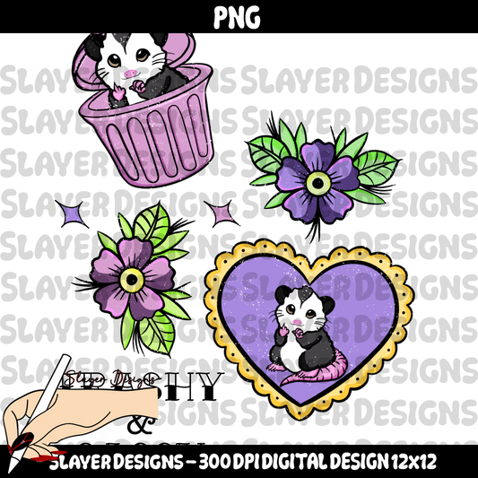 SLAYER-2025 - Sassy & Trashy Tattoo Opossums - PNG