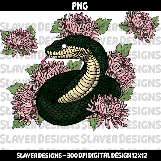 SLAYER-2024 - Snakes and chrysanthemum  - PNG