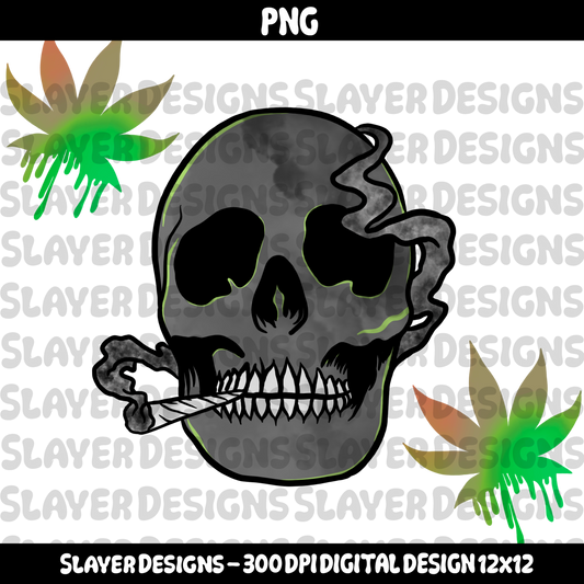 SLAYER-2025 - 420 Leaves & Skulls smoking - PNG