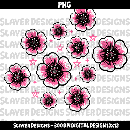 SLAYER-2025 - Gothic Tropical Flowers  - PNG