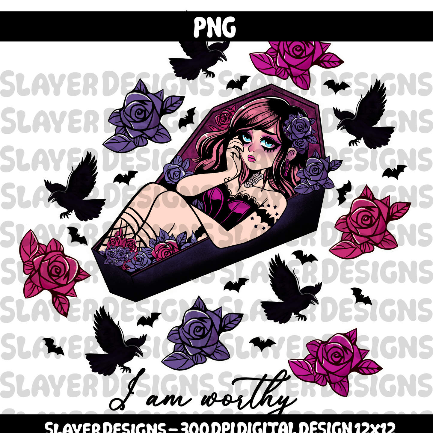SLAYER-2024 Sad Goth Girl Affirmations - PNG