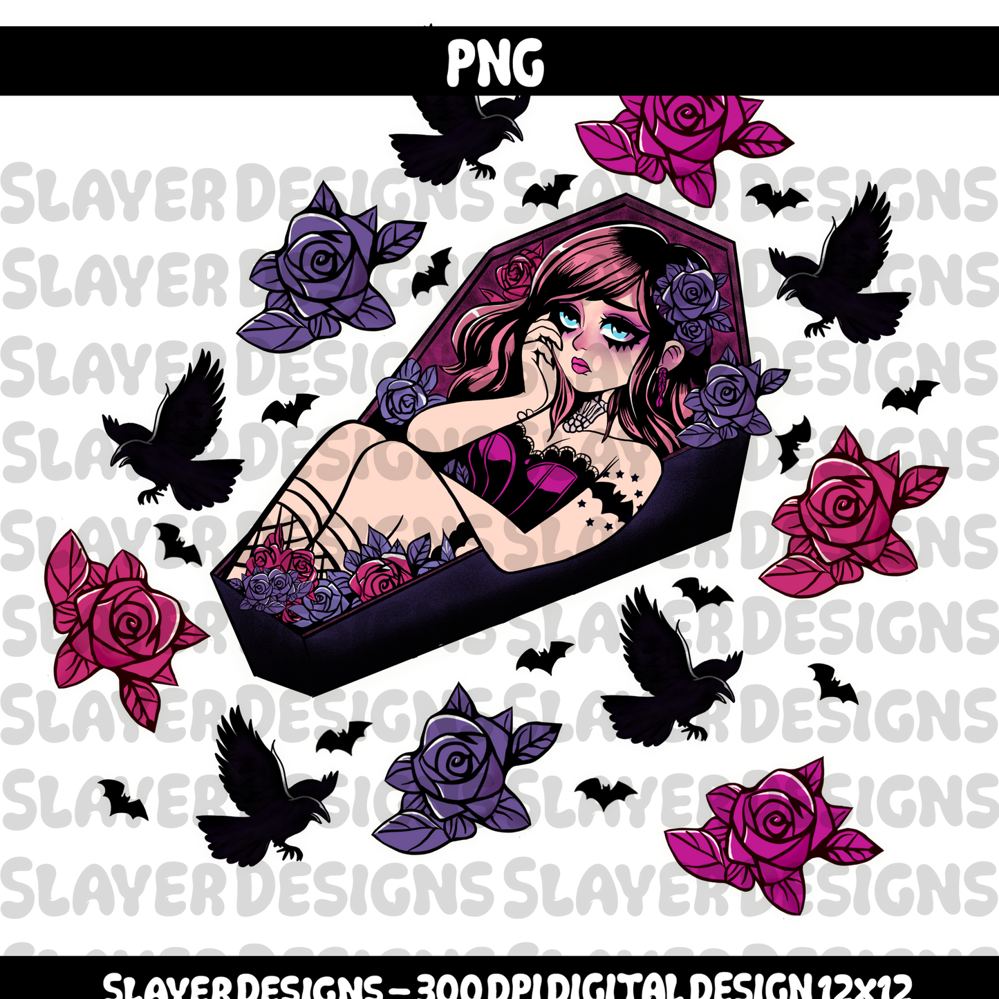 SLAYER-2024 Sad Goth Girl Affirmations - PNG