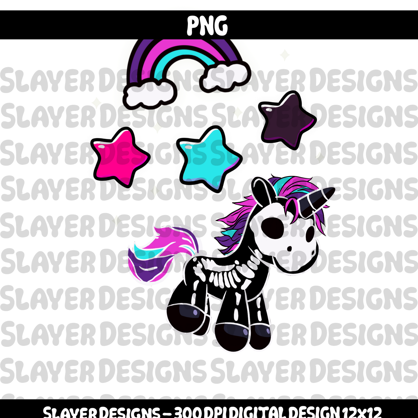 SLAYER-2024 Sad girl Skeleton Unicorn - PNG