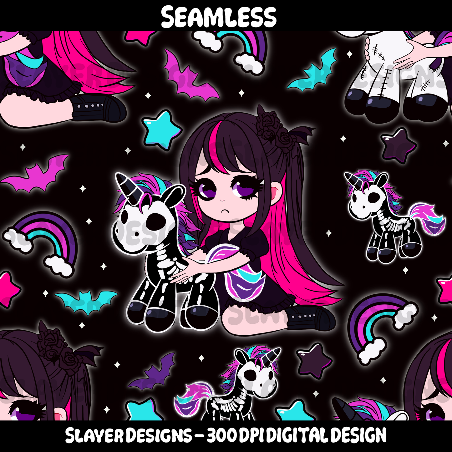 SLAYER-2024 Sad girl skeleton unicorn - MAIN