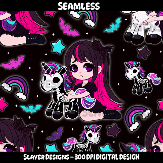 SLAYER-2024 Sad girl skeleton unicorn - MAIN