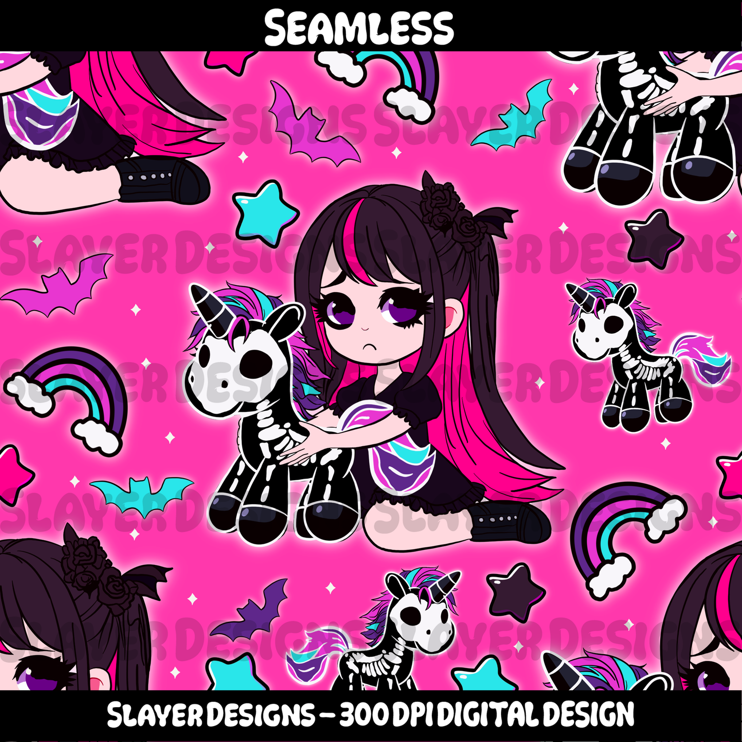SLAYER-2024 Sad girl skeleton unicorn - MAIN