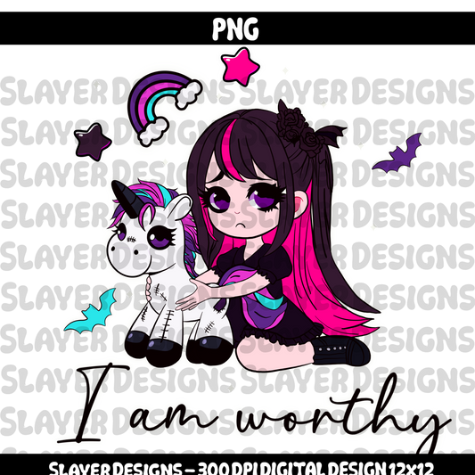SLAYER-2024 Sad girl Unicorn - PNG
