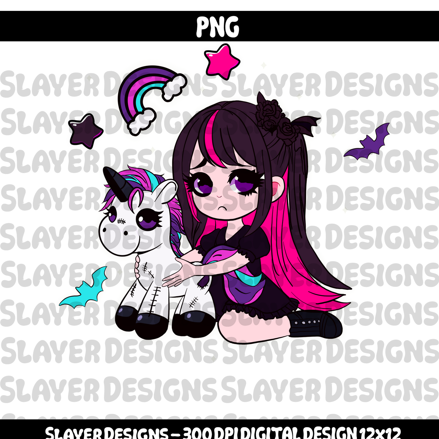 SLAYER-2024 Sad girl Unicorn - PNG