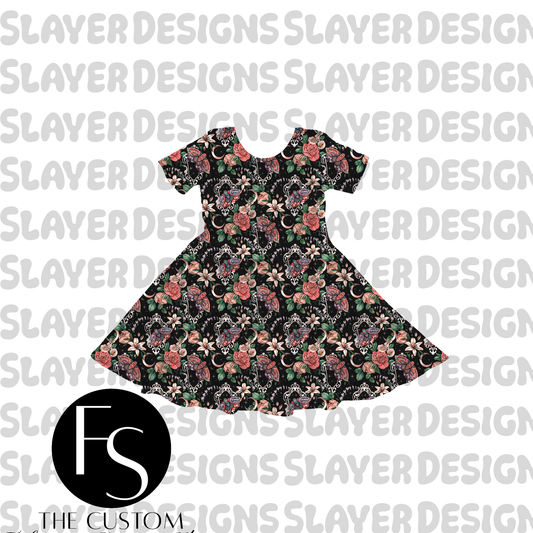 Framed Florals - Bamboo Kids Twirl Dress - PREORDER